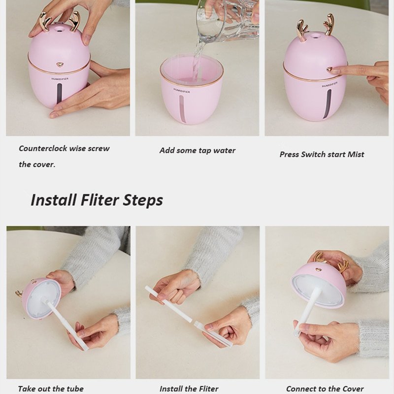 450ML Air Humidifier USB Aroma Essential Oil Diffuser For Home Office Aromatherapy Humidificador Difusor With nightLight Lamp - Image 5