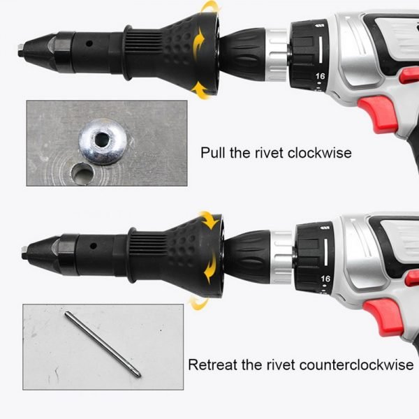 7Pcs/Set Electric Riveter Nut Gun Riveting Tool Cordless Riveting Drill Adaptor Insert Nut Tool with Wrench&Nuts 2.4- 4.8 mm - Image 2