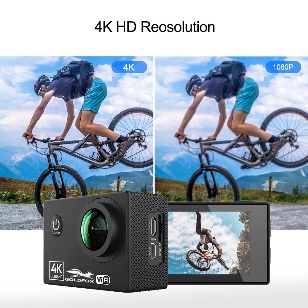 Action Camera 4K Ultra HD 60fps Wifi 16MP 2.0'' 170D Lens Underwater Go Waterproof Helmet Pro Sports Video Camera Recording - Image 2