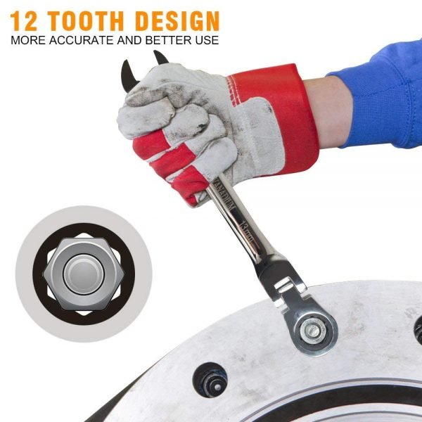 Flexible Pivoting Head Ratchet Combination Spanner Wrench Garage Metric hand Tool 6mm-12mm For auto and Home Repair - Image 4