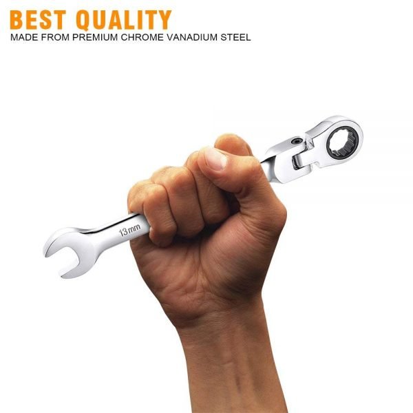 Flexible Pivoting Head Ratchet Combination Spanner Wrench Garage Metric hand Tool 6mm-12mm For auto and Home Repair - Image 5