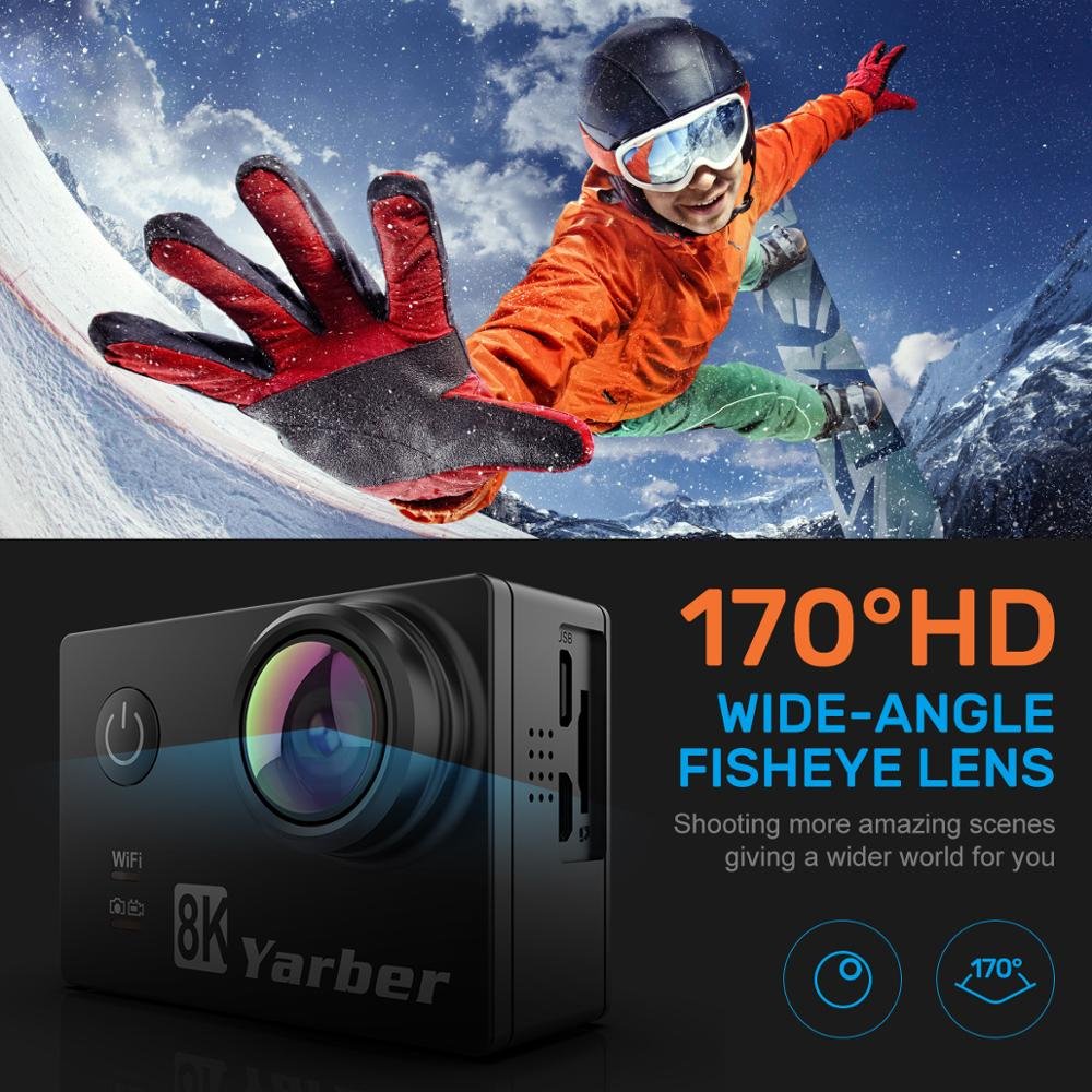 Yarber 8K Action Camera 20MP HD 40M Waterproof WIFI Action Camera 4K 60fps APP Remote Control Bicycle Helmet Sports Video Cam - Image 2