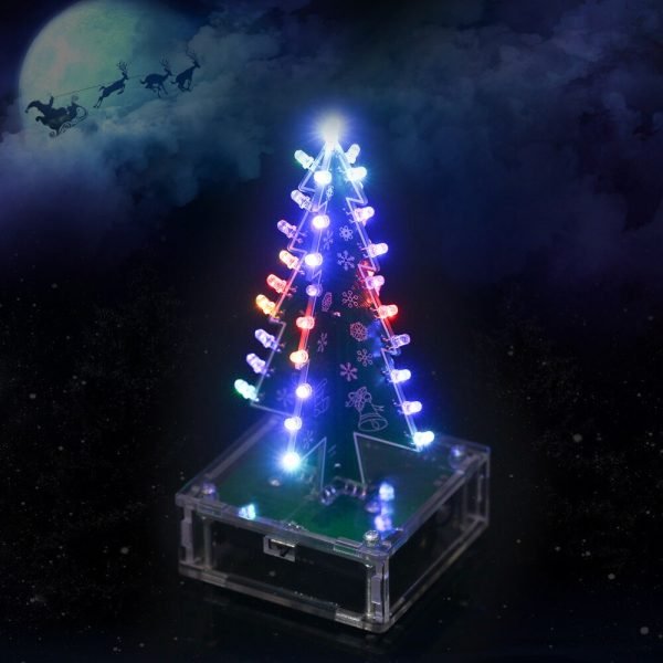 DIY Christmas Tree with Music Colorful Easy Making LED Light Acrylic New Year 2021 Decorations Electronic Learning Kit Module - Image 2