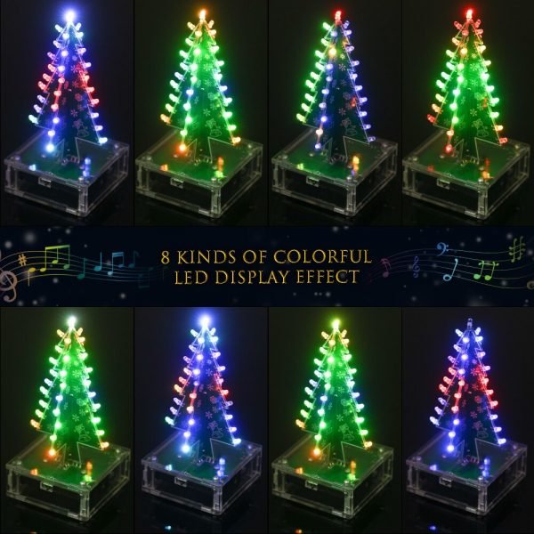 DIY Christmas Tree with Music Colorful Easy Making LED Light Acrylic New Year 2021 Decorations Electronic Learning Kit Module - Image 5