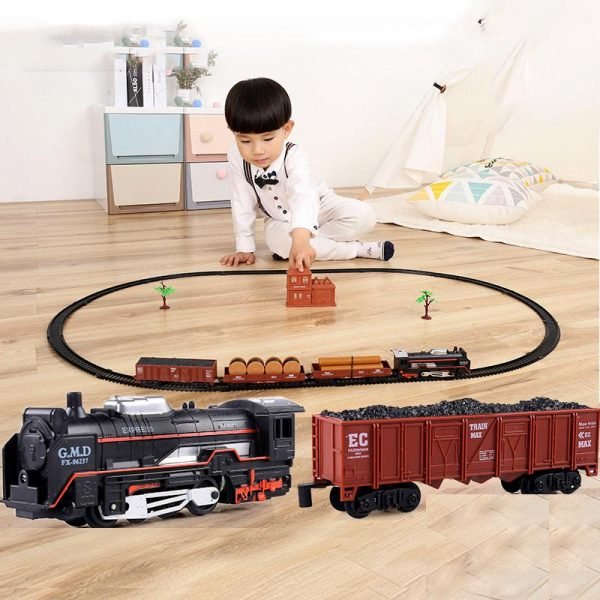 Electric Light Retro Train Toy Set Ornaments With Railway Electric Track Classical Set Toys Children New Year Christmas Gifts - Image 2