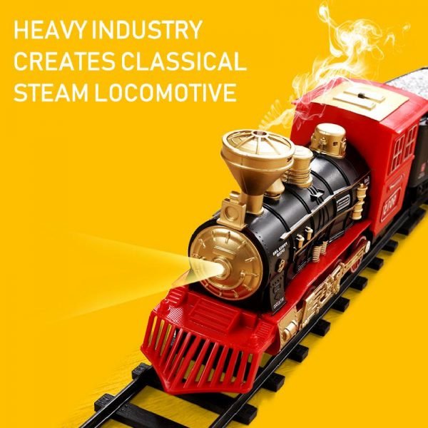 Electric Light Retro Train Toy Set Ornaments With Railway Electric Track Classical Set Toys Children New Year Christmas Gifts - Image 3