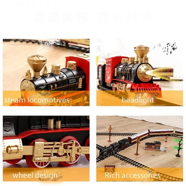 Electric Light Retro Train Toy Set Ornaments With Railway Electric Track Classical Set Toys Children New Year Christmas Gifts - Image 5