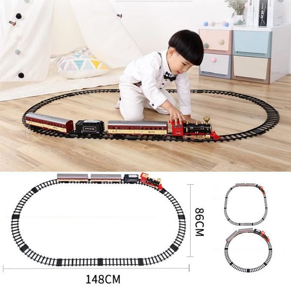 Electric Light Retro Train Toy Set Ornaments With Railway Electric Track Classical Set Toys Children New Year Christmas Gifts - Image 6
