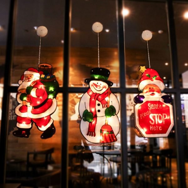 LED window hanging lights Christmas atmosphere scene decoration Santa Claus snowman Elk holiday decoration lights - Image 2