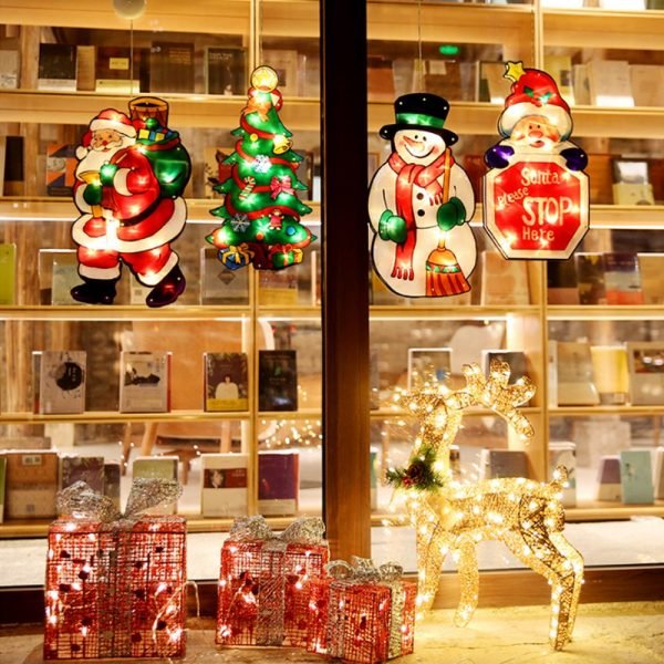 LED window hanging lights Christmas atmosphere scene decoration Santa Claus snowman Elk holiday decoration lights - Image 3