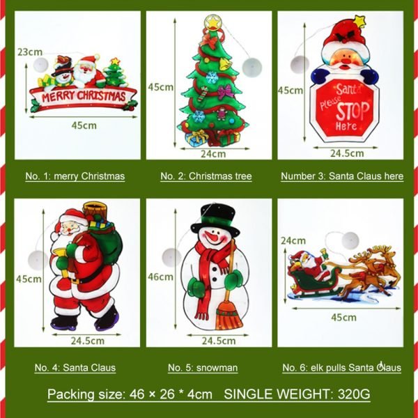 LED window hanging lights Christmas atmosphere scene decoration Santa Claus snowman Elk holiday decoration lights - Image 6