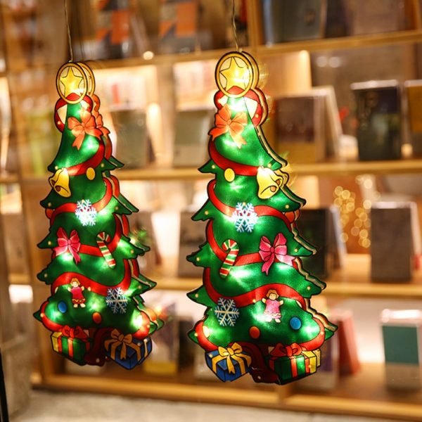 LED window hanging lights Christmas atmosphere scene decoration Santa Claus snowman Elk holiday decoration lights